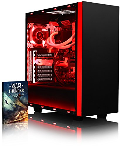 VIBOX Voxel GL570-145 Gaming PC - 4,2GHz Intel i5 Quad Core CPU, GTX 1070, leistungsfähig, Wassergekühlter Desktop Gamer Computer mit Spielgutschein, Rot Innenbeleuchtung, lebenslange Garantie* (3,8GHz (4,2GHz Turbo) Intel i5 7600K Kabylake Quad 4-Core Prozessor CPU, Nvidia GeForce GTX 1070 8GB Grafikkarte, 8GB Crucial Ballistix 2400MHz RAM, 1TB HDD Festplatte, Alphacool Eisbaer Wasserkühler, 500W 85+ Netzteil, NZXT Gehäuse, Z270 Mainboard, Ohne Windows Betriebssystem)
