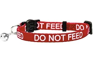 LARRYROO Cat Collar With DO NOT FEED Print - Soft Nylon & Safety Release Buckle (Red)
