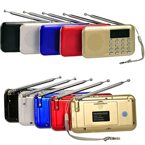 iMinker tragbare Mini-Digital-AM / FM-Radio-Mittel-Lautsprecher-MP3-Player-Unterstützungs-TF-Karte / USB-Anschluss mit LED-Screen-Display, Notfall-Taschenlampe, 3,5-mm-Kopfhörerbuchse (Schwarz) - 2