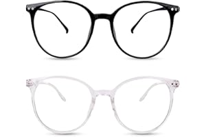 LIURFLNC 2 Pack Anti Blaues Fake Brille, Blue Light Glasses, Qualität Runde Rahmen Blaulicht Brille, Leichtes Gewicht Klare Blaulichtfilter Brille Damen Männer für Computer-Lesebrillen