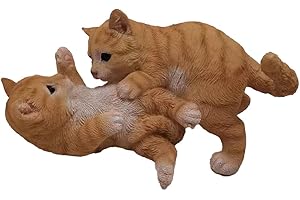 G&H Decor - Statue Réaliste en Polyrésine de Chat Tigré Orange - Figurine Peinte à la Main - Détails Complexes pour L'intérieur ou L'extérieur - Résistant au Gel et à la Décoloration