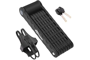 toptrek Składane zapięcie rowerowe z uchwytem, zapięcie rowerowe, klucz, długość 94 cm, 8 przegubów, zamek do rowerów górskich, szosowych, BMX, MTB (czarny)