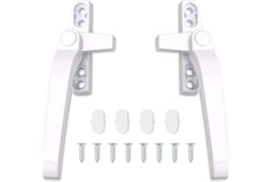 ONSOLO Window Handle Replacement Right/Left Hand 2pcs Universal Double Upvc Cockspur Window Handle Glazing Childproof Casement Hardware Kit with Fixing Screws Aluminum Zinc Alloy Switch Door Security (White)