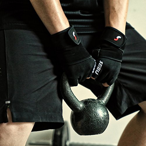SEEU Trainingshandschuhe Fitnesshandschuhe mit Handgelenkstütze für Krafttraining Gewichtheben und Bodybuilding, 5 Farben, Gr. XS bis XL - 6