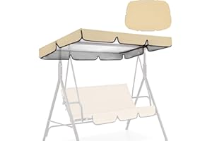 Wowlela Columpio de Jardín Balancin de Jardín Mecedora Hamaca Terraza Techo Toldo Balcón 3 Plazas, Columpio Jardín Tipo Balancín Toldo 190x132x15cm