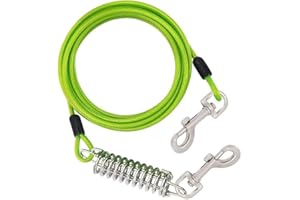MDJYMYZ Hofleine Tie-Out Leinen für Hunde, 2/3/5/8/10m Kausichere Hundeleinen mit Robuster Feder, Tie Out Cables Hofleine Für Mittlere bis Große Hunde, Grün (0.7m/2.3 Ft)
