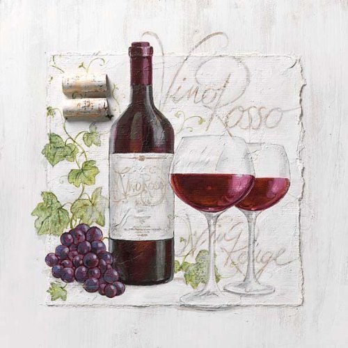 Ambiente Servietten 33x33cm, Motiv: Vino Rosso - Rotwein mit Trauben (Inhalt 20 Stk)