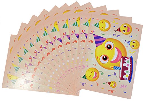Einladungskarten für Kindergeburtstag Jungen | Mädchen 12 Stk. verschiedene Motive (Einhorn Eulen Smiley Emoji) zum Geburtstag - 2