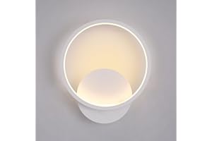 Riserva Lampa ścienna LED do wnętrz, nowoczesna, 12 W, oświetlenie ścienne, okrągły reflektor ścienny, ciepła biel, do sypialni, salonu, korytarza, klatki schodowej, kolor biały