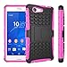 Produktbild GizzmoHeaven Sony Xperia Z3 Compact stoßfest Handy Schutzhülle Stoßgedämpfter extraharte Stylischer Silikon Cover Case hülle mit Ständer für Sony Xperia Z3 Compact - dunkelrosa