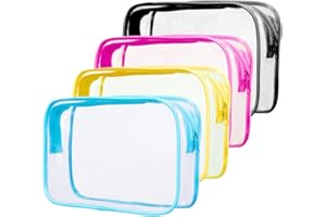 Rebanky 4 sztuki Kosmetyczka podróżna przezroczysta torba podróżna z PVC, przezroczysta kosmetyczka dla kobiet i mężczyzn, 4 kolory