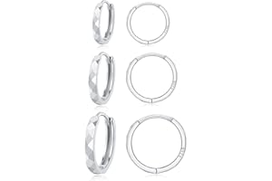 Cangall Creolen Silber 925 Klein, 3 Paare 925 Sterling Silber Creolen Ohrringe Set, Silber Damen Creolen Ohrringe in 9/11 / 13mm, Unisex Schlafen Knorpel Kreolen Creolen Ohrringe für Damen Herren