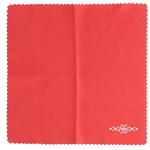 Brillenputztücher Mikrofasertücher 15×15 cm / Reinigungstücher zur Reinigung von Brille Display Glas Handy Kamera Objektiv – 5 Stück / rot - 3