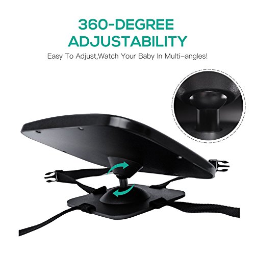 COOODI Rücksitzspiegel für rückwärts gerichteten Kindersitz für Babyschalen schwarz für Autositz Einstellbar Babyschalenspiegel Sicherheitsspiegel Babyspiegel - 4