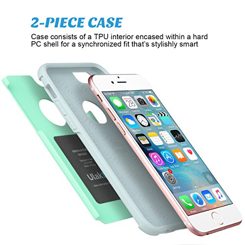 iPhone 6 Case, ULAK iPhone 6S Case Dual Layer Shockproof [Drop Protection] Slim Hybrid Impact Skin Case Cover for Apple iPhone 6 6S (4.7 Inch) (Turquoise/Grey)