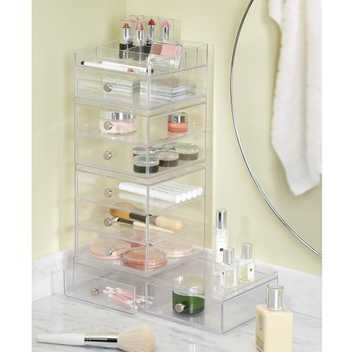 InterDesign Clarity Kosmetik-Organizer Ablage für Waschtisch Schrank zum Aufbewahren von Makeup, Kosmetika – 3 Schubladen, Durchsichtig - 4