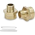 Bwintech 2 Pcs 1" Male to 3/4" Male BSP Thread Brass Hex Nipple Reducing Connector for Pipe Connecting Conversion