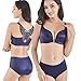 Produktbild BH Set mit Slip Panties Push up Damen Spitze Unterwäsche Schmetterling Zurück Dünn Nahtlose Ohne Bügel Große Größe Bra Schöner Vorderverschluss BHS mit 12 Kleiner Diamants (115/50CDE, Blau)