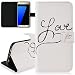 Produktbild SMART LEGEND Farbmalerei PU Leder Brieftasche Hülle für Samsung Galaxy S7 Flip Folio Wallet Schutzhülle Premium Magnetverschluss Painted Gemalt Leder Tasche Protection Case Skin Cover Patterns Holster Lederhülle mit Book Style Karten Slots Standfunktion Ständer und Magnetic Button Buckle - Love