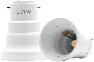LUTW B22 to E27 Lamp Socket Adapter, Socket Converter Holder Bayonet to Screw Edison, Lamp Base Adaptor for LED, Incandescent and CFL Bulbs, 2 Pack