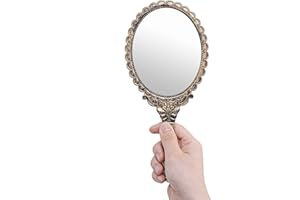 BLEEZM 1 PCS Handspiegel Mit Griff Vintage - Kinder Schmink Spiegel Retro Hand Spiegel Handheld Mirror (Bronze)