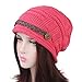 Produktbild KILTYEN Strick Twist Schnalle Hut Winter Warm Outdoor Ski Plus SAMT Warmes Ohr Passend Hut Weiblich Tägliche Freizeit,Watermelonred