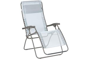 Lafuma MOBILIER - Fauteuil Relax Zéro Gravité RSXA Clip - Chaise Longue Pliante Terrasse et Jardin - Toile Batyline Résistante - Transat Multiposition, Tout Confort, Fabriqué en France - Bleu Ciel