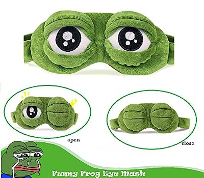 Bllomsem Masque pour Les Yeux, Duvet Visage Visage endormi drôle nouveauté Grenouille de Bande dessinée Couverture de l'oeil Masque de Voyage de Sommeil (Vert)
