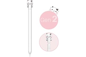 NIUTRENDZ Cute Cow Case for Apple Pencil 2nd Generation Case Silicone Protective Cover Sleeve Skin Accessories【Magnetic Charging & Double Tap】 (White)
