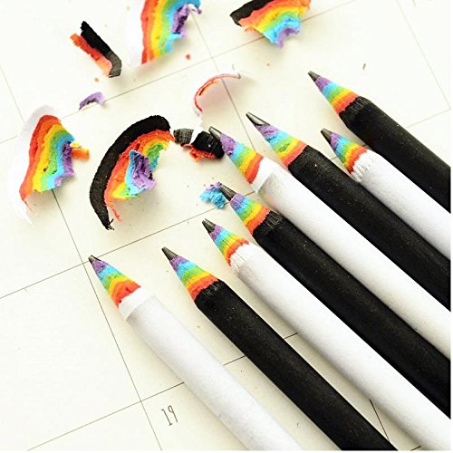 Yalulu 10 Stück Regenbogen Entwurf Schreiben Malen Zeichnen Hochwertiges Schreiben Bleistift-Set - 2