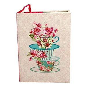 Pinaken Women and Girls Tea Cup Fabric Notebook Journal Diary College Ruled Paper B6