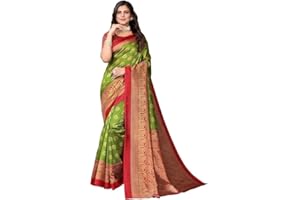IMTRA FASHION Indischer Frauen Sari Aus Traditioneller Kunstseide Mit Ungestickter Bluse