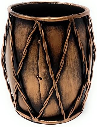 Metal Dholak Shaped Pen Holder(Brown colour)