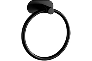 VEFTSVY Handtuchring Handtuchhalter， 304 Edelstahl Wandmontage Rund Ohen Bohrer, Selbstklebend Handtuchhalter Bad, für Badezimmer, Küche und Wohnzimmer (Black)