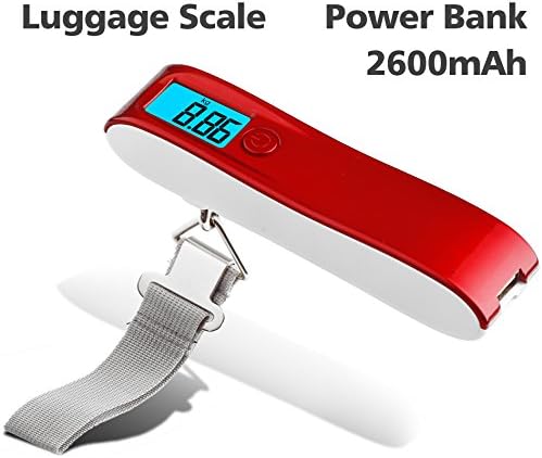 Milool 3-In-1 Rechargeable Luggage Scale Portable Digital Scales with Battery &amp; Power Bank 2600mAh Digital Scale Hanging Travel/Outdoor/Home Use,110 lb/ 50KG