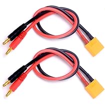 Xt60e Connecteur Cable Adaptateur Prise Banane 2 Câbles XT60 Vers