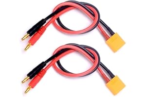 LinsyRC 2-Pack XT90 Male to 4 mm 4.0 mm Banana Plug Round Plug RC Battery Charging Cable Adapter for RC Helicopter Quadcopter Lipo Battery (XT90 Charging Cable)