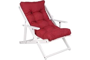 LIBEROSHOPPING.EU - LA TUA CASA IN UN CLIK Fauteuil pliant en bois avec coussin rembourré et cadre blanc, inclinable en 3 positions – idéal pour jardin, terrasse ou balcon (marc de raisin)