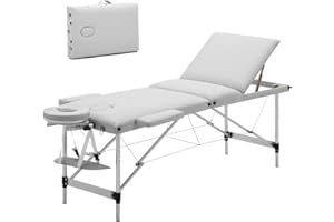 MONDEER Meerveil Lettino da Massaggi 3 Zone Alluminio Portatile, Tavolo da Massaggio Letto Lettino Spa, Lettino Massaggi Professionale per Estetista e Fisioterapia (Bianco)