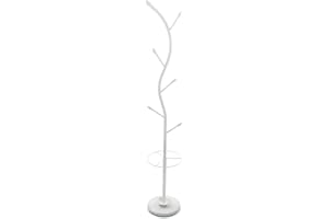 VERSA Derby Appendiabiti da Terra in Stile Minimalista, Attaccapanni da Terra per Ingresso, con 6 Ganci o Appendiabiti, Misure (A x L x l) 185 x 30 x 30 cm, Metallo, Colore Bianco
