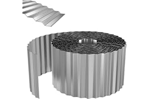 Aufun Rasenkante Metall 15m, Wellen verzinkt Beetbegrenzung, 15cm Höhe, Raseneinfassung Ideal für Rasenbegrenzung, flexibel Beetumrandung für Gartenliebhaber und Landschaftsgestaltung, Silber