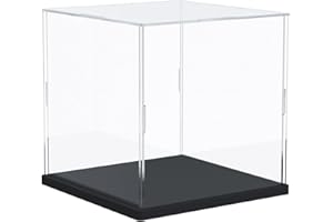 Nynelly Vitrine Acrylique Transparente pour Collection Figurine, Assembler Boîte Présentoir Rangement De Vitrine Antipoussière pour Action Pop Figures Jouets De Collection, 15x15x15cm,Noir