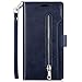 Produktbild Kompatibel mit Samsung Galaxy A7 2018 Leder Hülle,Robinsoni Handytasche Schutzhülle Tasche Case [ 9 Kartensteckplätze ] Reißverschluß Brieftasche Flip Ständer Magnetverschluss Klappehülle,Blau