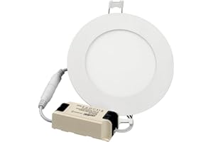 JANDEI - Plaque LED circulaire 12 cm encastrable, design extra-plat 1,5 cm, 120 d’éclairage, diffuseur translucide, alu ventilé, 10,3 cm d’encastrement, alim incluse, écoénergétique