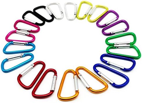 Jowneel 20PCS 2.0"/5CM Aluminum D Ring Carabiner Clip,Lightweight Durable Small Caribeaner Keychain Hook For Home,Outdoor,Camping,Rv,Hiking,Travling,Fishing and Keychain