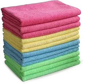 Sheen Microfiber Vehicle washing Cloth || Vehicle washing cloth || GSM 270 || Size 30X40 || Microfiber Cleaning Cloth (12, Muticolor)