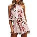 Produktbild Btruely Jumpsuit Damen Sommer Crop Cami Tops + Shorts Sets Elegant Tanktop + Kurz Hosen Böhmen Playsuit Blumen Strandkleidung 2PCS (XL, Rosa)