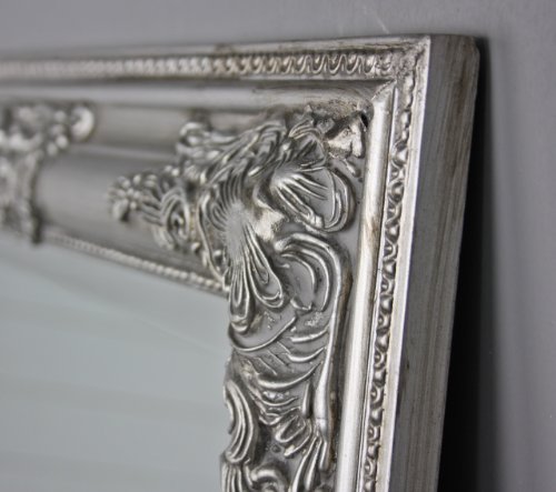 elbmöbel Spiegel 62 x 52cm Wandspiegel in silber mit Holz-Rahmen und barock Verzierungen - 5