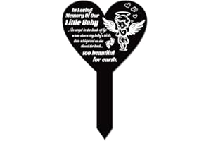 GLOBLELAND Piquet de Jardin en Forme de Cœur avec Petites Ailes d'ange pour Cimetière Plaque Commémorative Piquet de Tombe en Acrylique Piquet de Jardin de Sympathie Étanche pour Cimetière de Cour