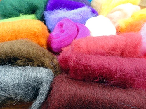 Filzwolle Vlies in bunten Fetzen – 25 Farben, insgesamt ca. 100 Gramm plus 2 Knäuel Merino Filzwolle - 4